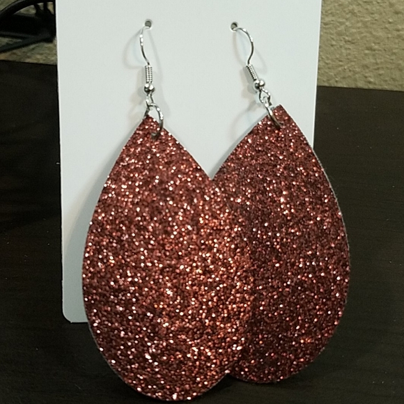 Fine Glitter Faux Leather Earrings - Picture 3 of 3